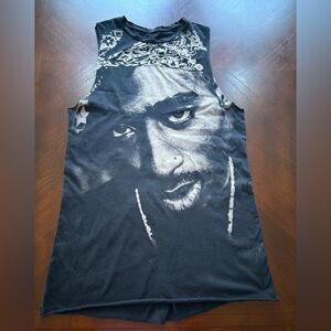 Black Sleeveless Graphic Tank Top Tupac size s/M